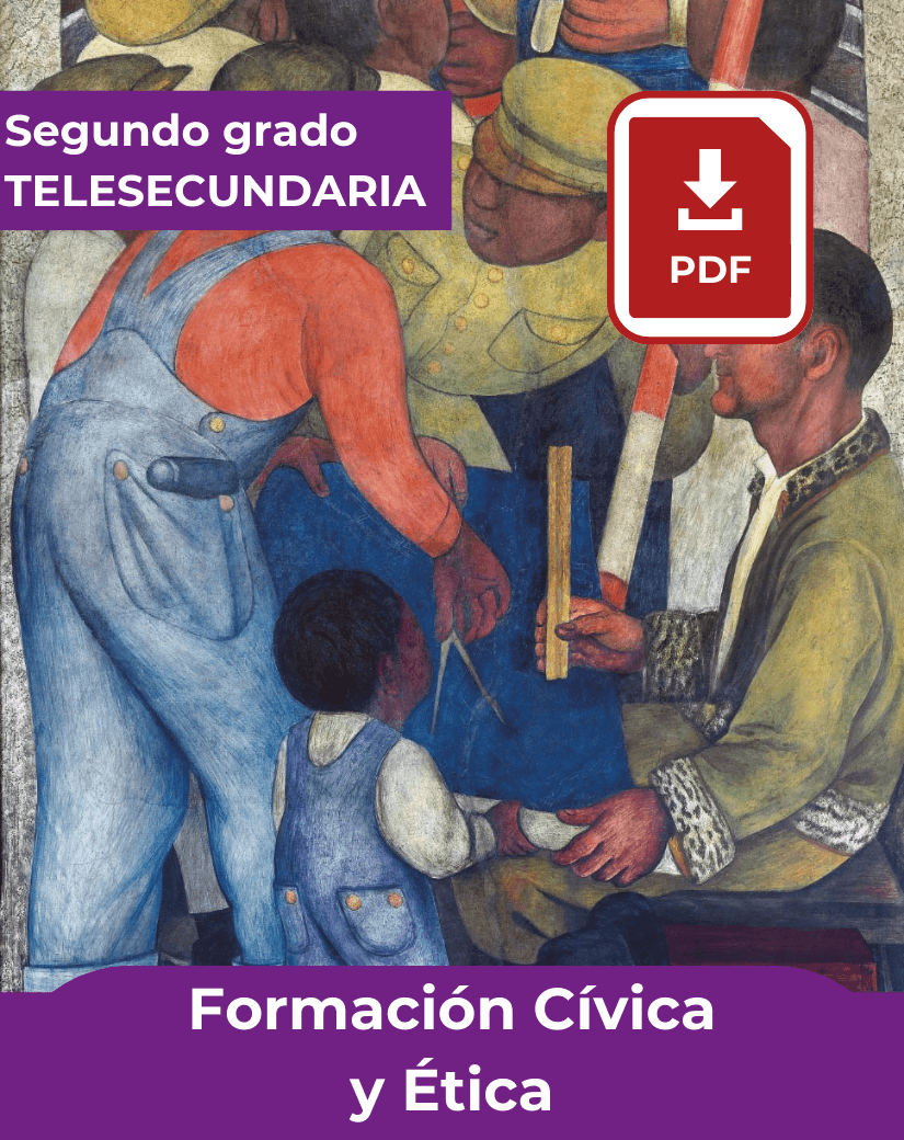 Portada del libro en PDF Formación cívica y ética de segundo grado de telesecundaria.