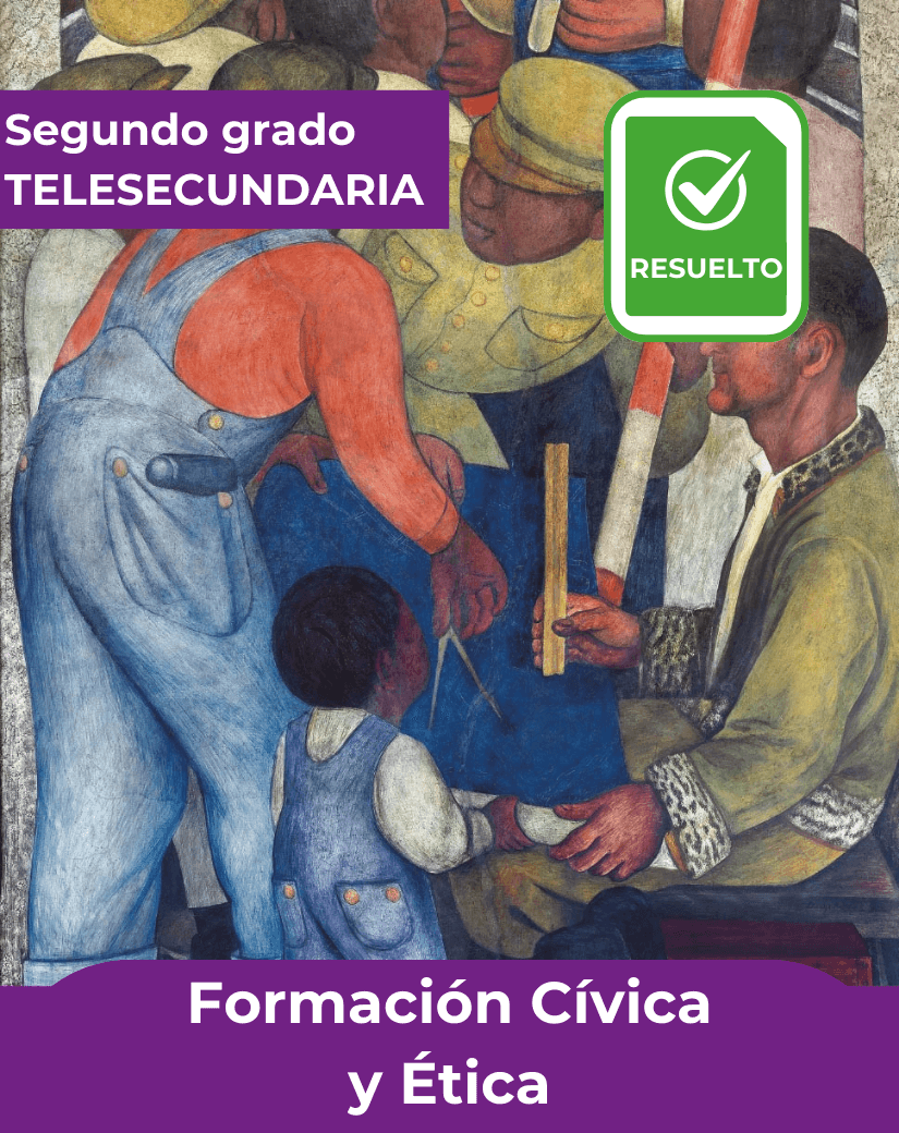 Portada del libro contestado Formación cívica y ética de segundo grado de telesecundaria.