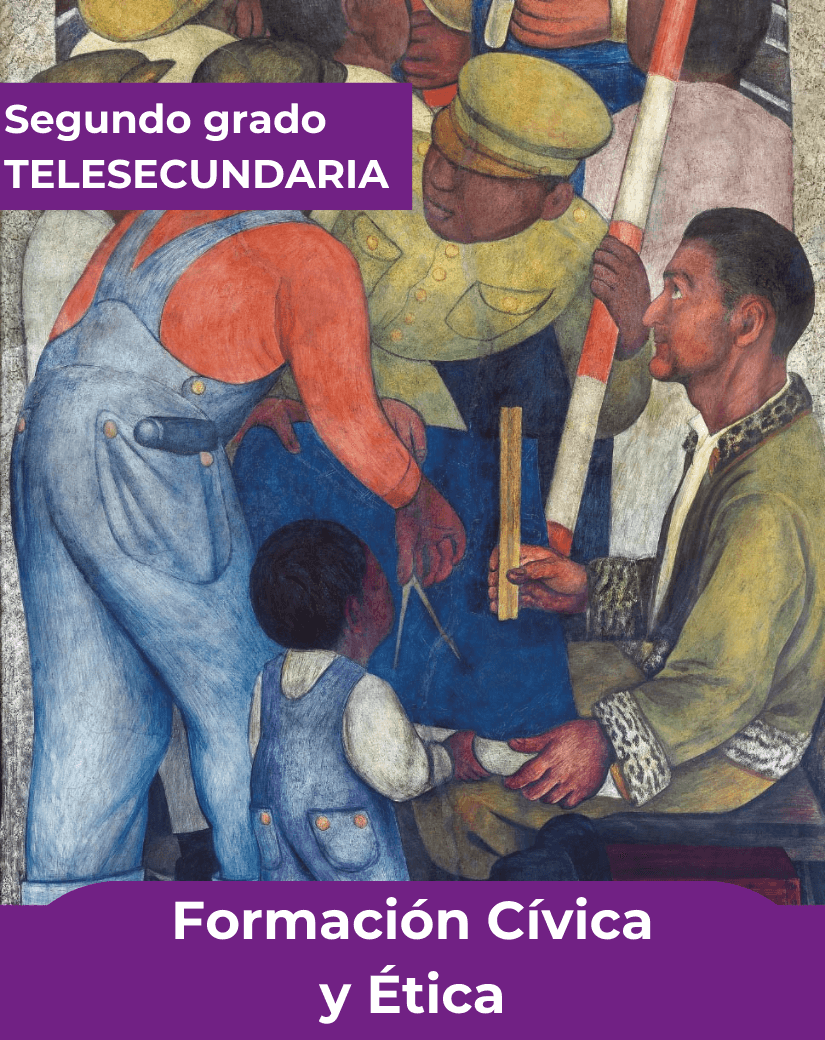 Portada de la ficha técnica del libro Formación cívica y ética de segundo grado de telesecundaria.