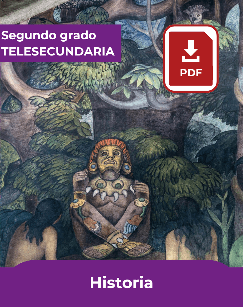 Portada del libro en PDF de Historia de segundo grado de telesecundaria.