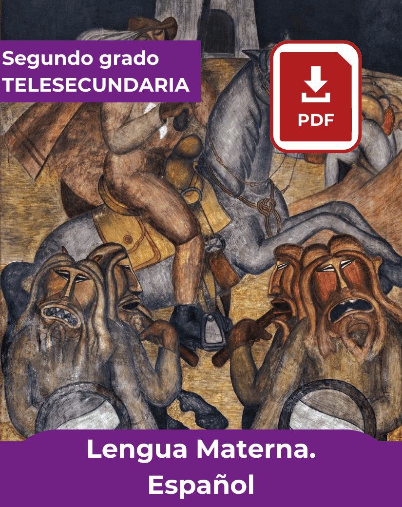 Portada del libro en PDF de Español de segundo grado de telesecundaria.